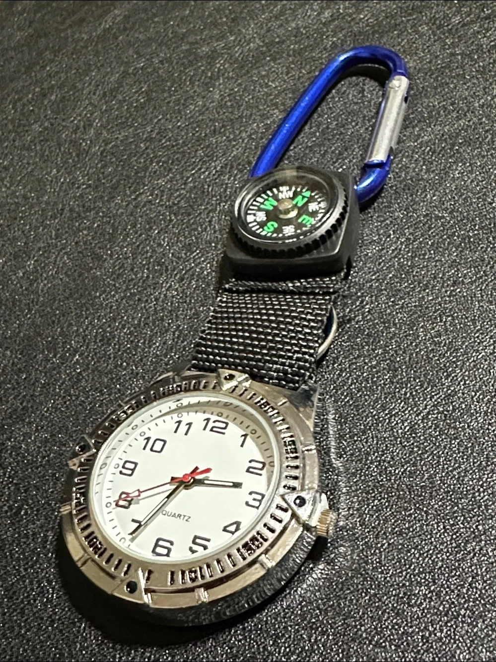 Dreams Unlimited Travel 40mm Silver Tone Clip On Pocket Watch With Compass